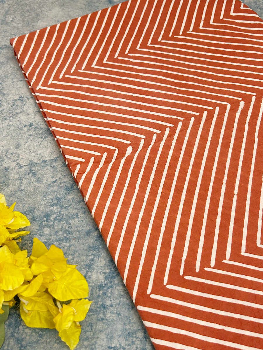 Handblock Print Cotton Fabric - Peach  TheWardrobeStories