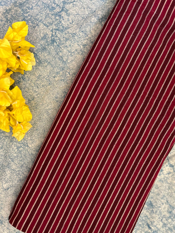 Handspun Handwoven Kotpad Fabric 600 INR/metre - Maroon Stripes