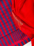 Handwoven Maheshwari Kurta Dupatta Set - Neel Blue & Fierce Red