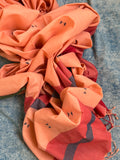 Roses are Peach - Handwoven Bengal Jamdani Kurta Dupatta set