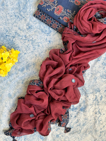 Natural Dyes Handcrafted Ajrakh Kota Suit