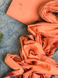 Roses are Peach - Handwoven Bengal Jamdani Kurta Dupatta set