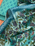 Blue Handcrafted Cotton Chanderi Suit