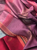 Handwoven Maheshwari Kurta Dupatta Set - Maroon & Mauve