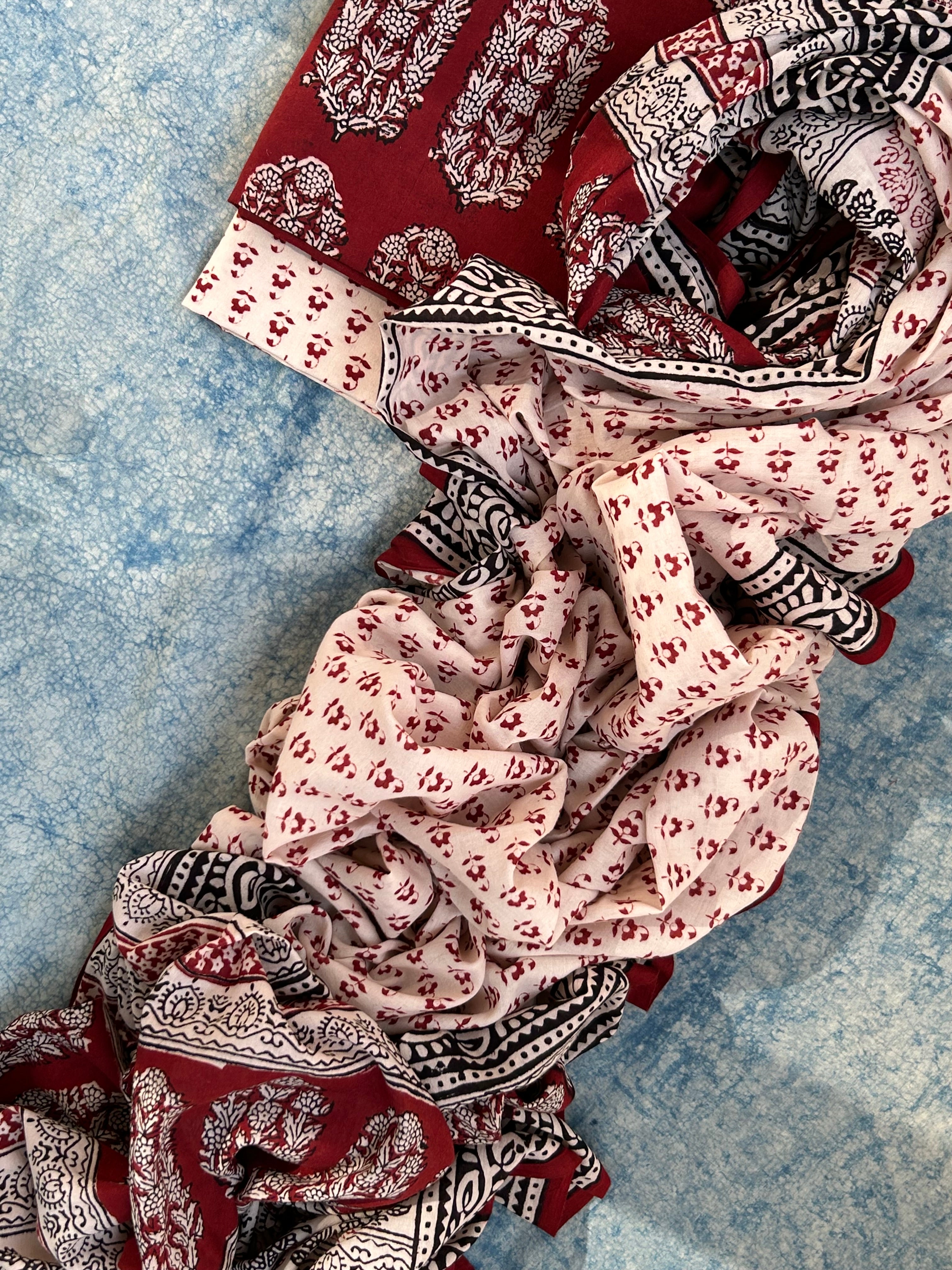 Natural Dyed Bagh Block Print Cotton Suit