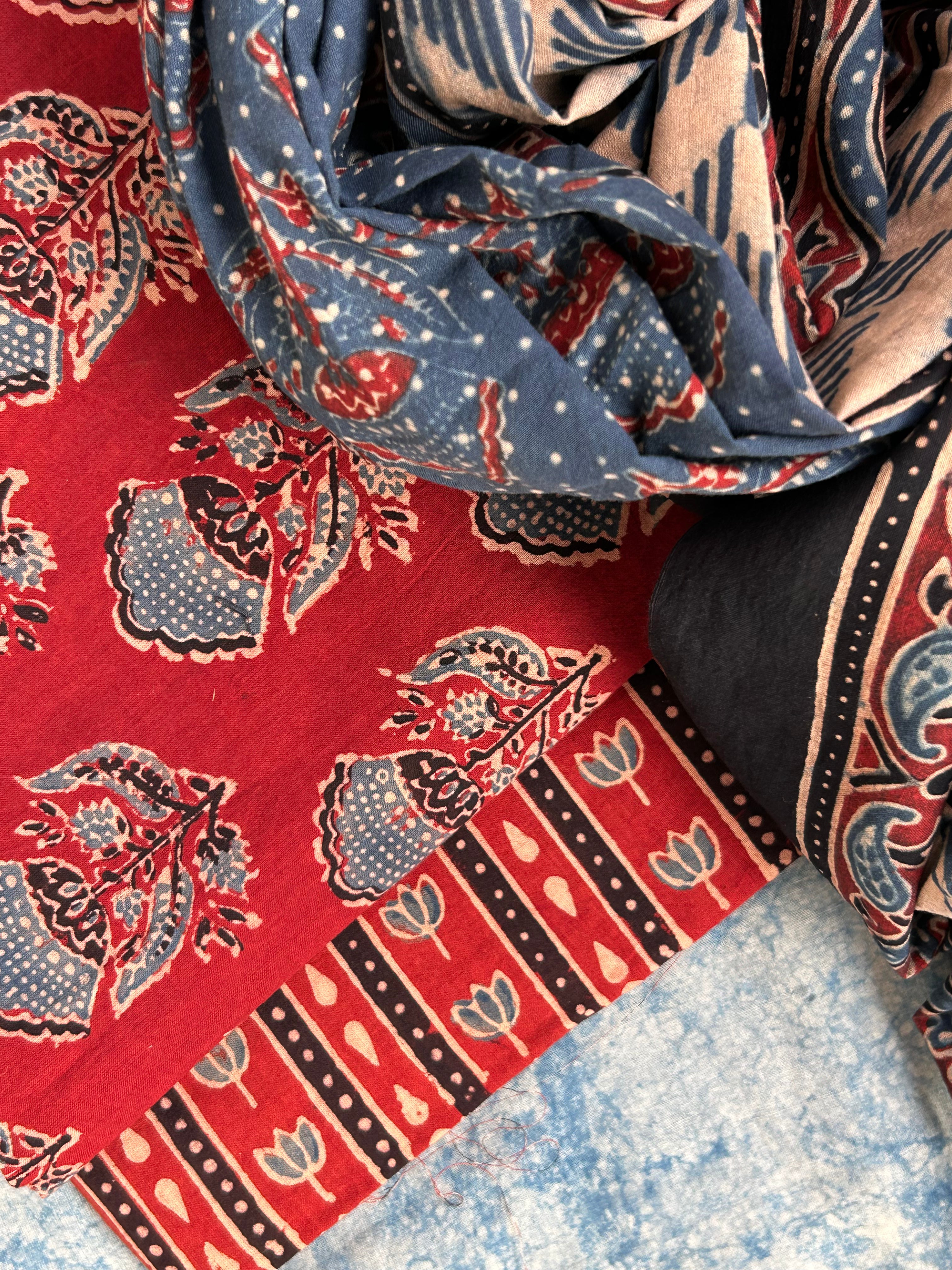 Natural Dyes Handblock Ajrakh Cotton Suit