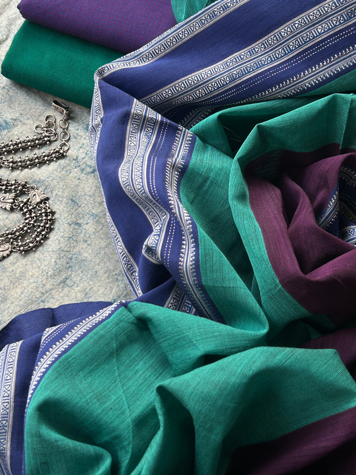 Mayur - Handwoven Telangana cotton and Ilkal Dupatta Set