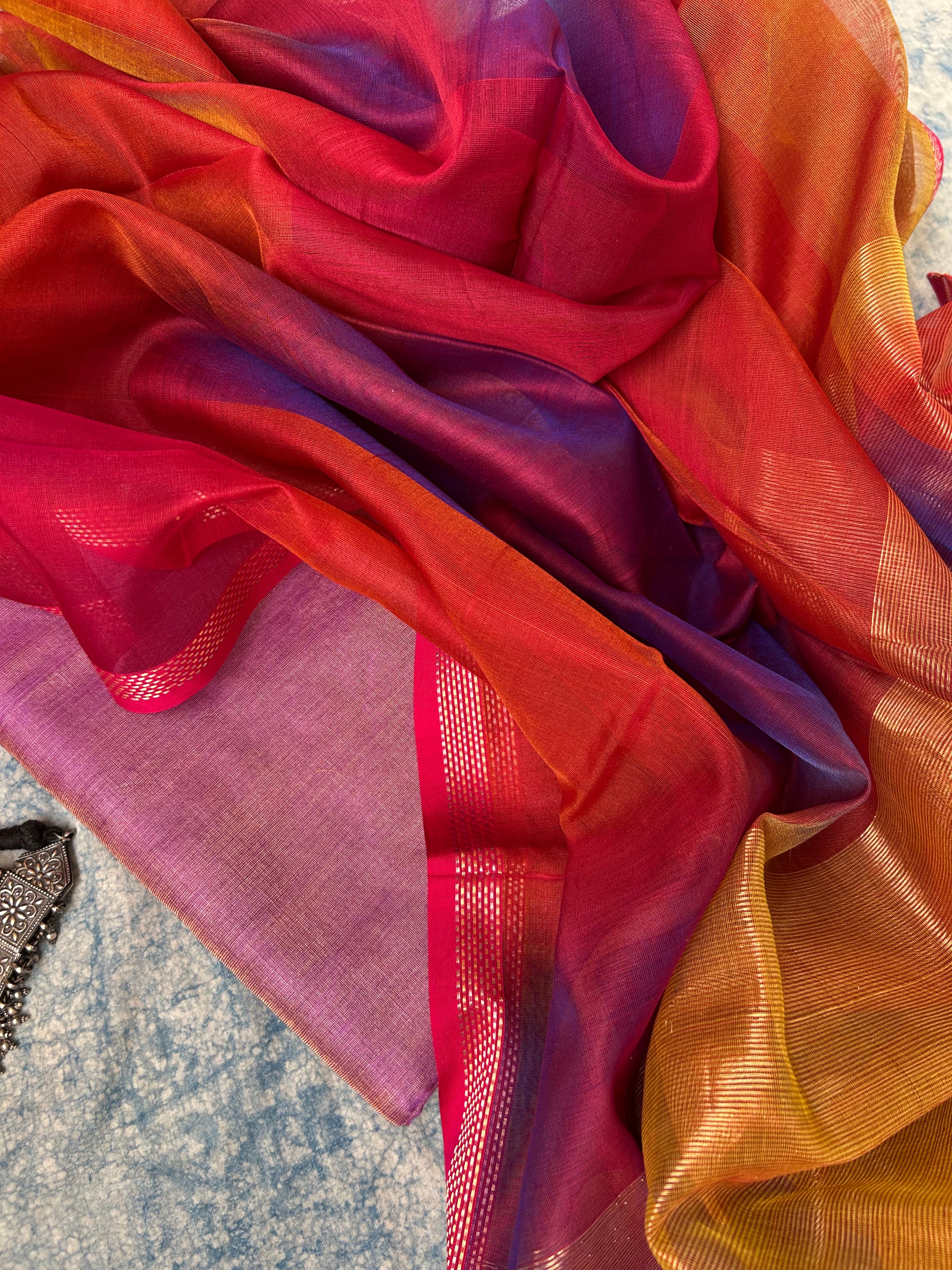 Handwoven Maheshwari Kurta Dupatta Set - Lavender