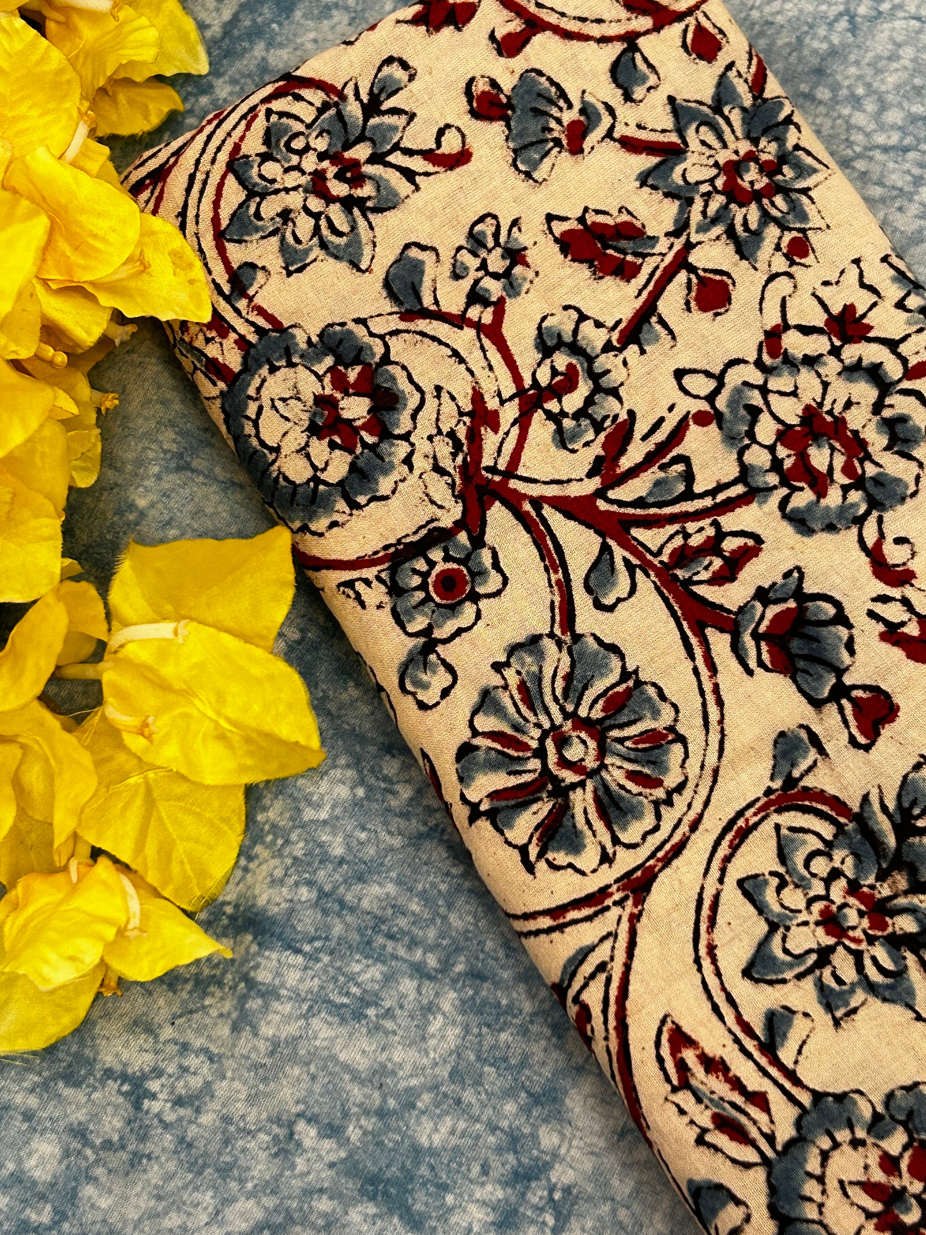 Handblock Ajrakh Cotton Blouse Fabrics