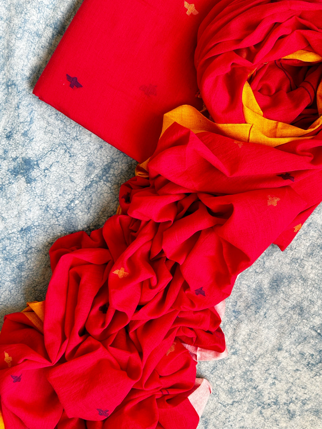 KumKum - Handwoven Bengal Jamdani Kurta Dupatta set
