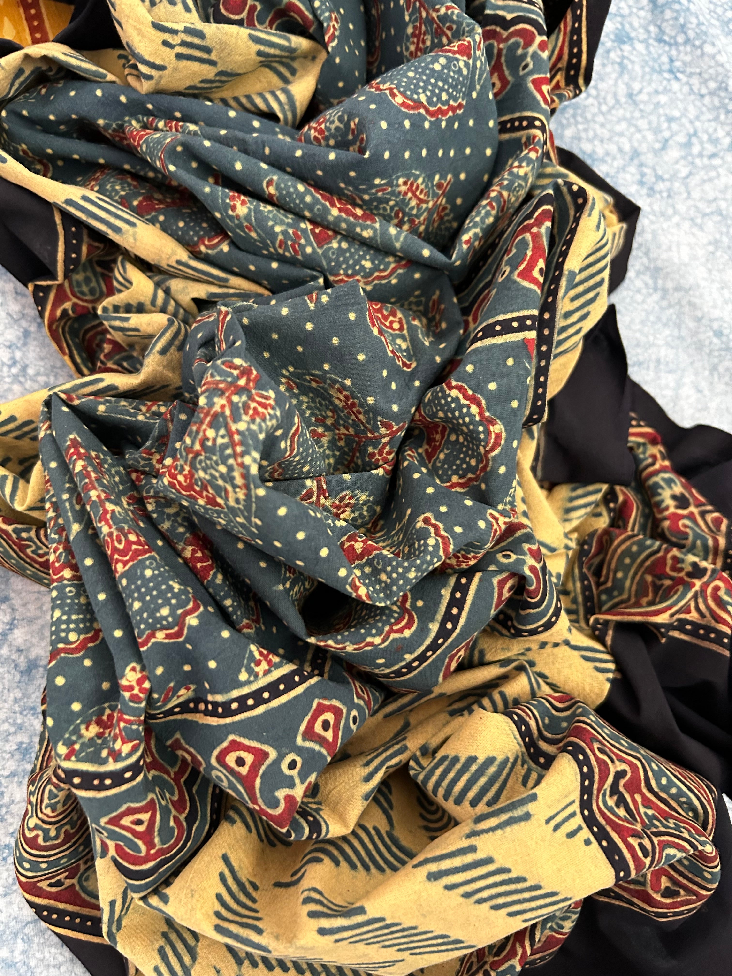Natural Dyes Handblock Ajrakh Cotton Suit