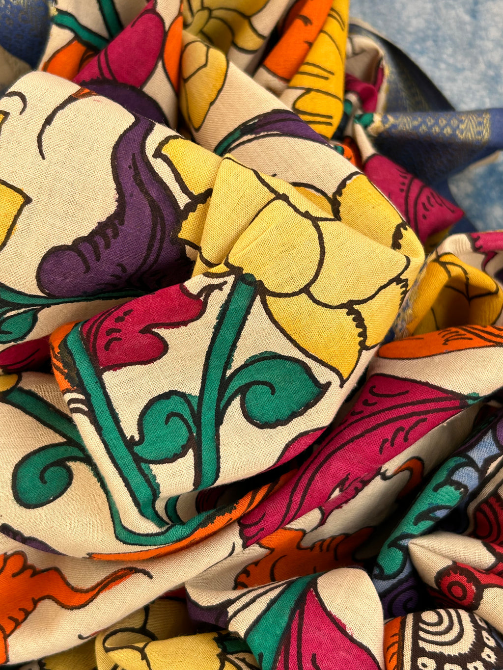 Handwoven Handcrafted Kalamkari Double Ikat Kurta Dupatta Set