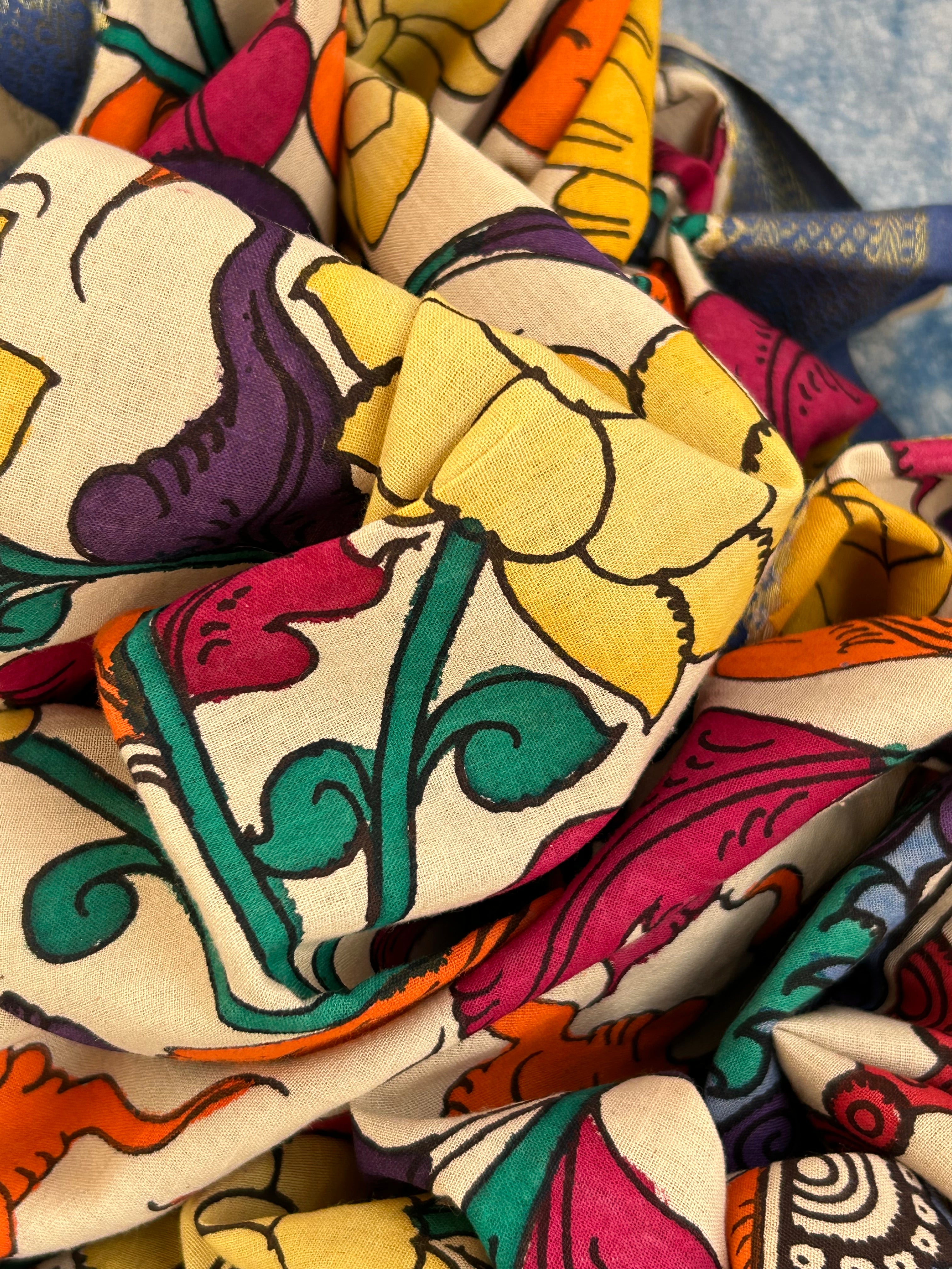 Handwoven Handcrafted Kalamkari Double Ikat Kurta Dupatta Set
