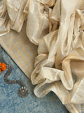 Handwoven Maheshwari Kurta Dupatta Set -Ivory & Gold