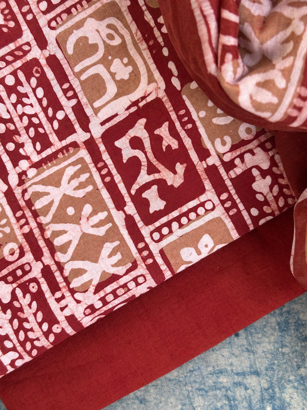 Handblock Batik Cotton Chanderi Suit