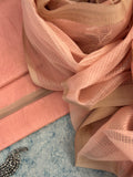 Handwoven Maheshwari Kurta Dupatta Set -Soft Peach