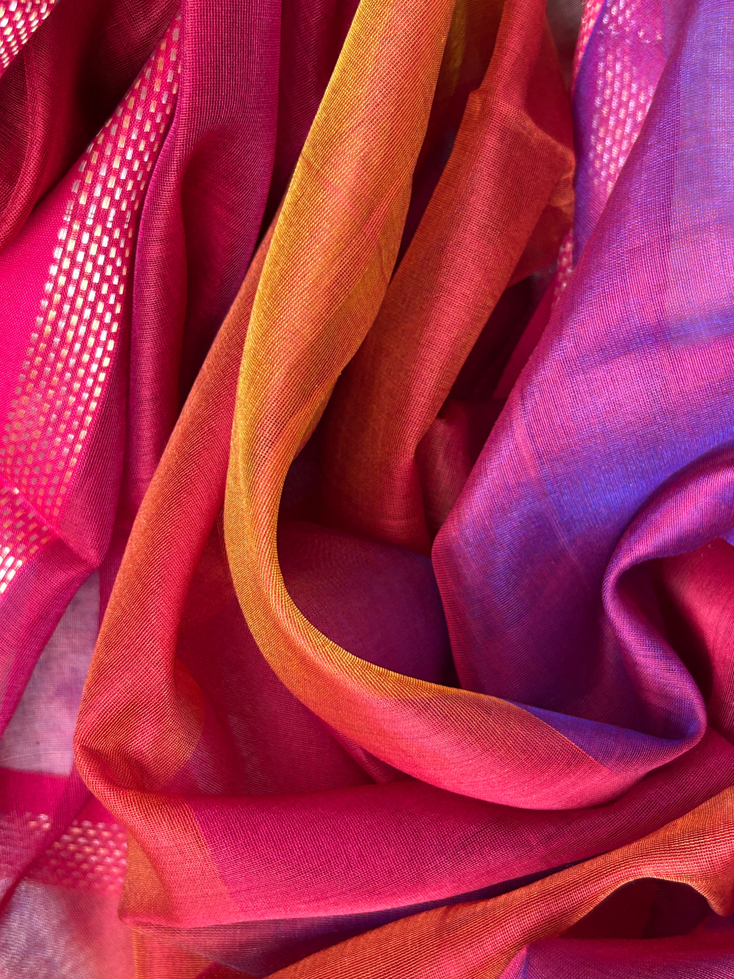 Handwoven Maheshwari Kurta Dupatta Set - Lavender
