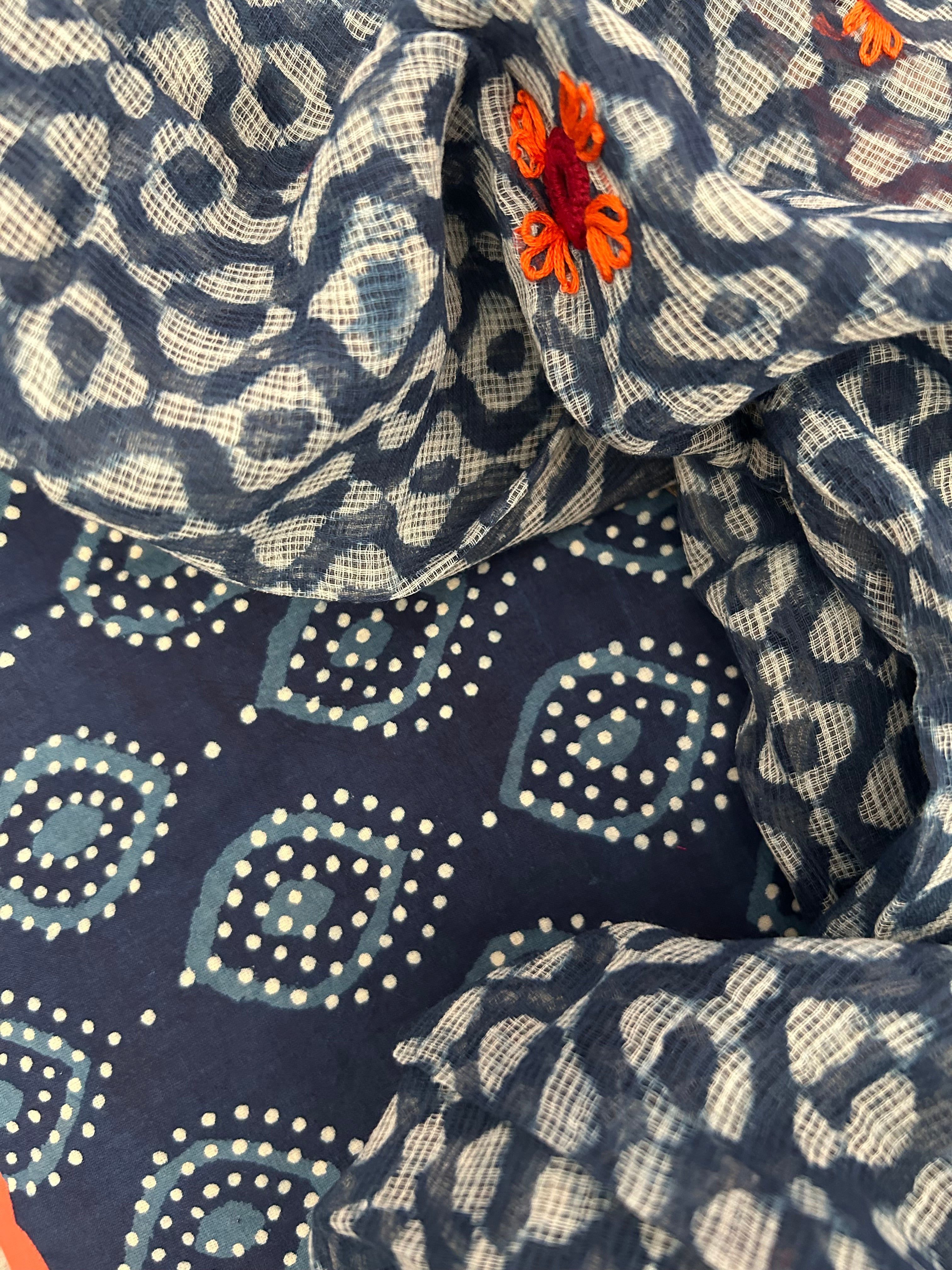 Handblock Handdone Embroidery Cotton Kota Suit