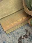 Handwoven Maheshwari Kurta Dupatta Set - Pastel Green