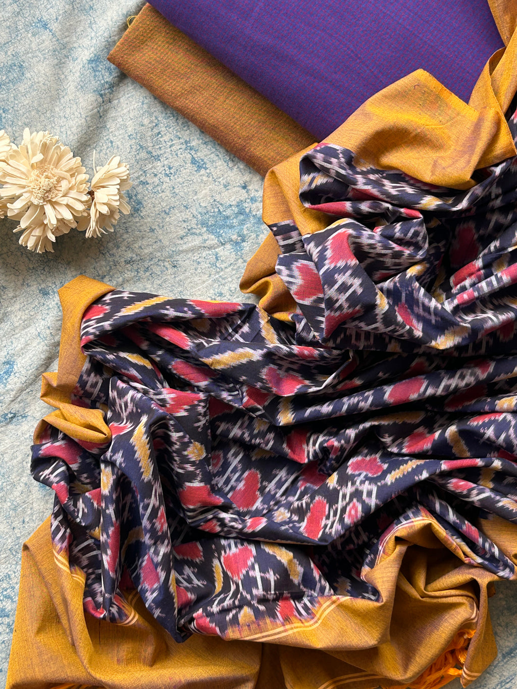 Kalindi - Handwoven Ikat Kurta Dupatta Set