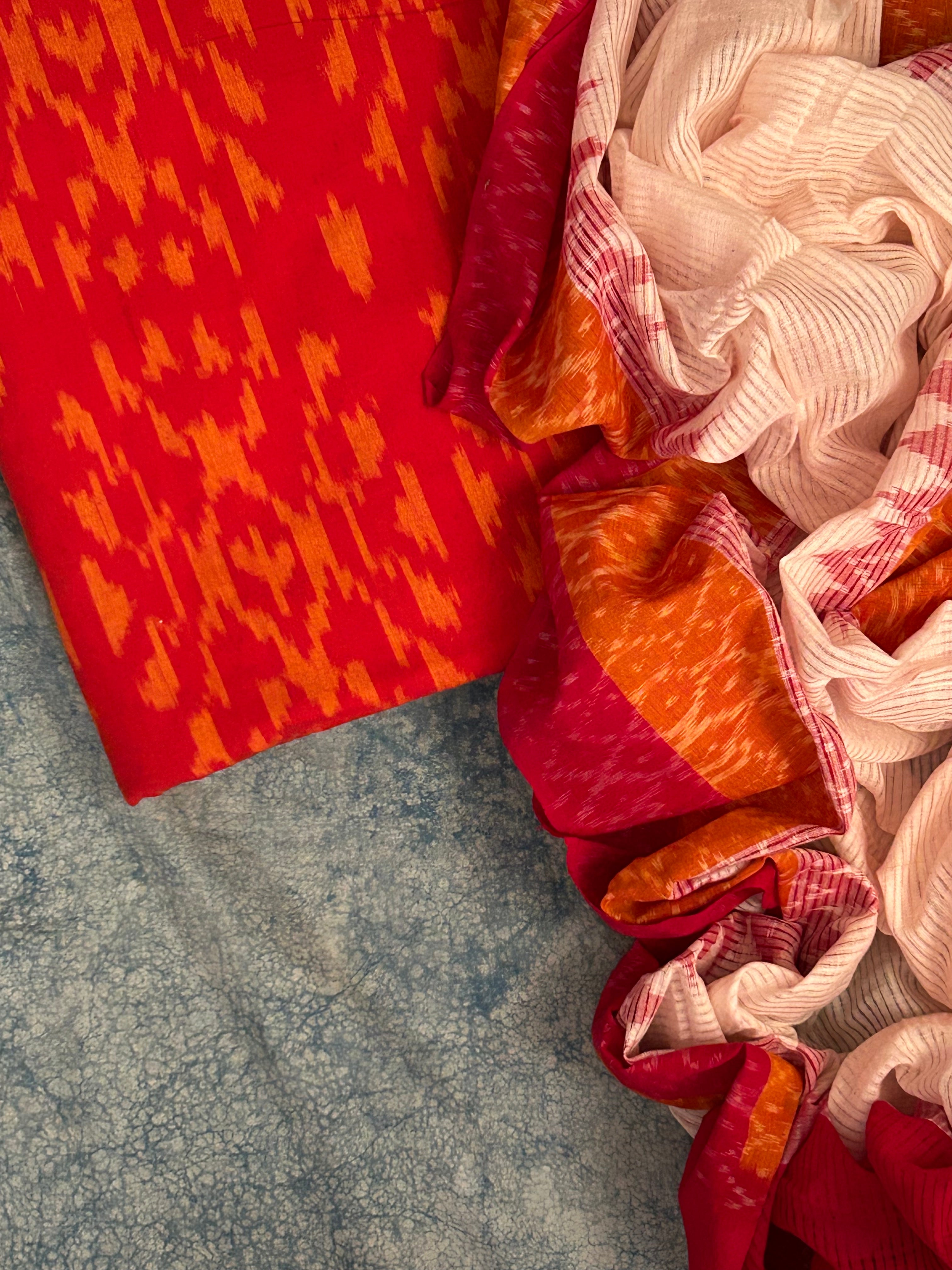 Handwoven Ikat Kurta Dupatta Set