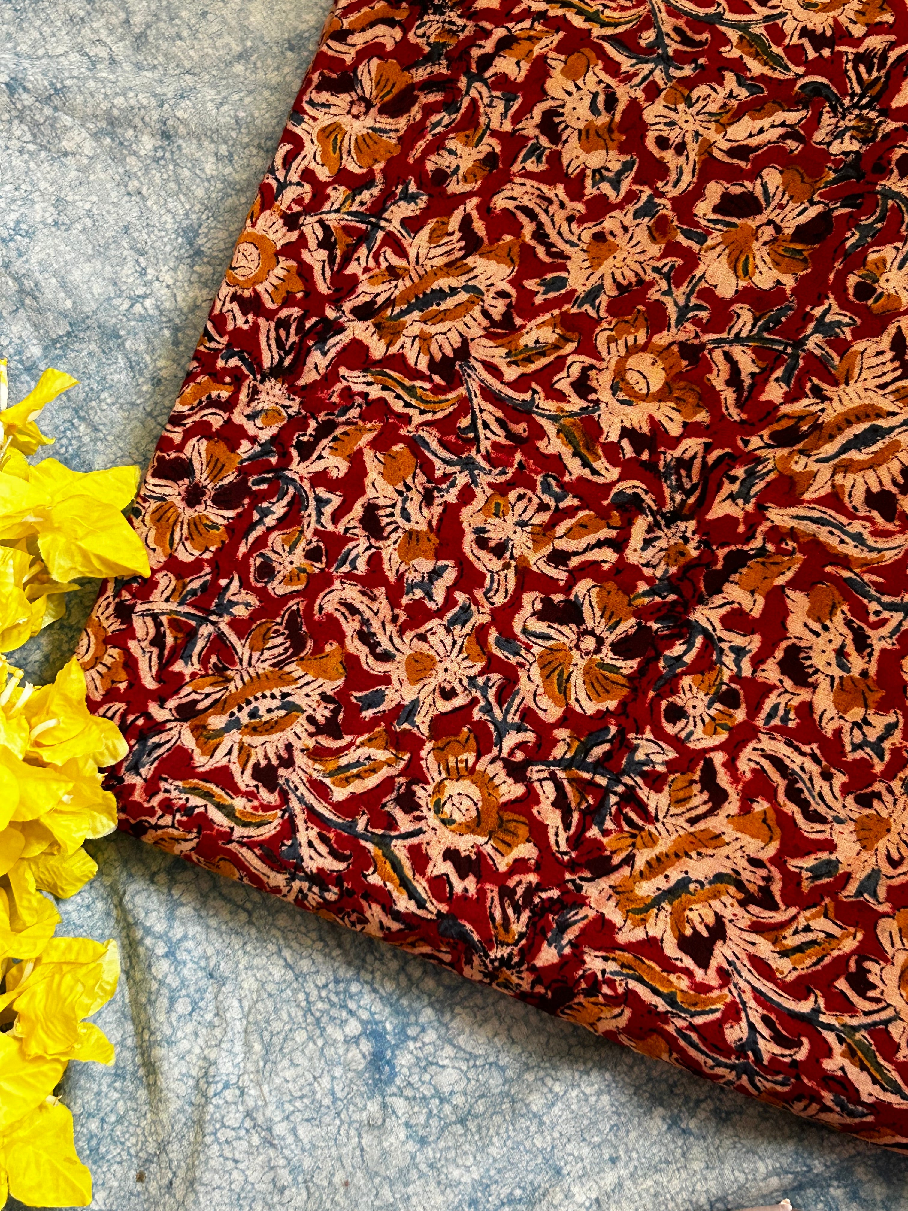 Pedana Hand Block Printed Kalamkari Natural Dyed Cotton Fabric Kurta