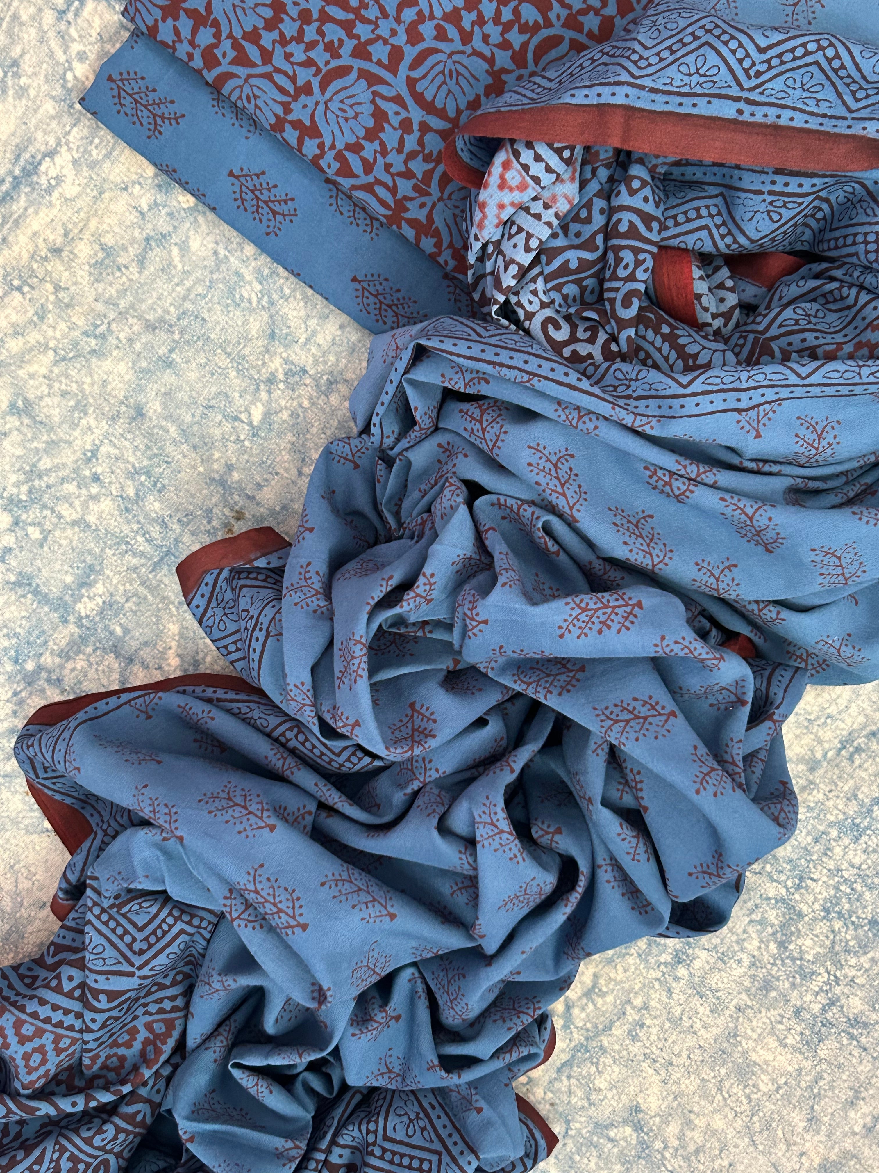 Natural Dyed Bagh Block Print Cotton Suit