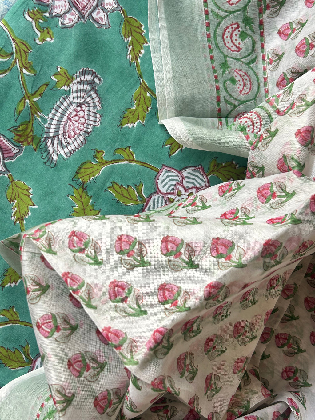 Handcrafted Cotton Suit Set - Sea Green