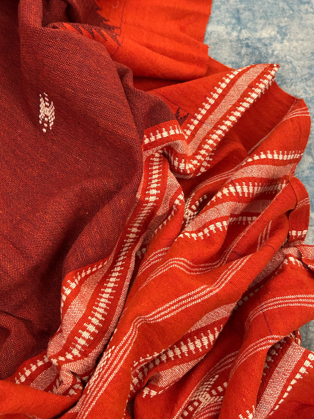 Handspun Handwoven Kotpad Suit Set - Burnt Orange