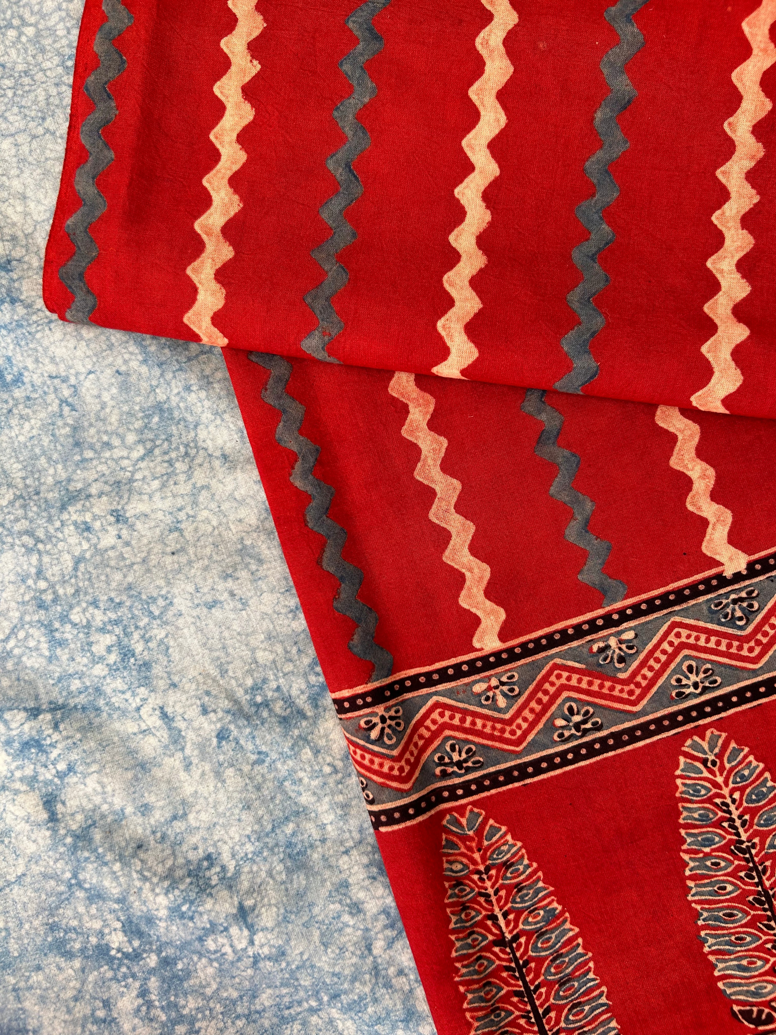 Natural Dyes Hand Block Ajrakh Dupatta