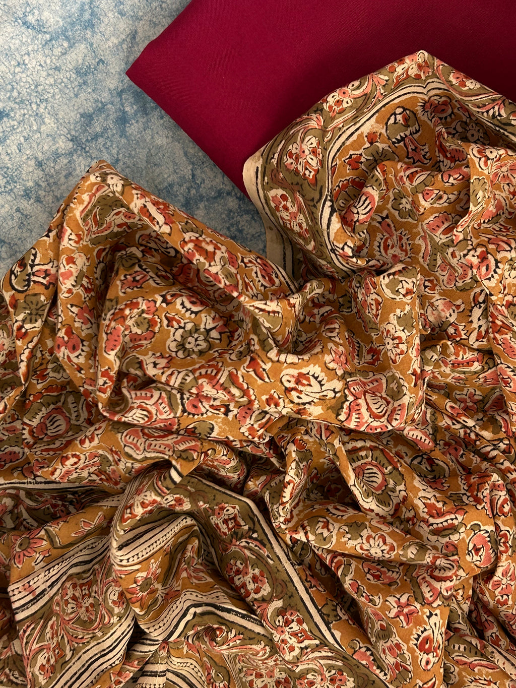 Handwoven Handcrafted Ikath Kalamkari Kurta Dupatta Set