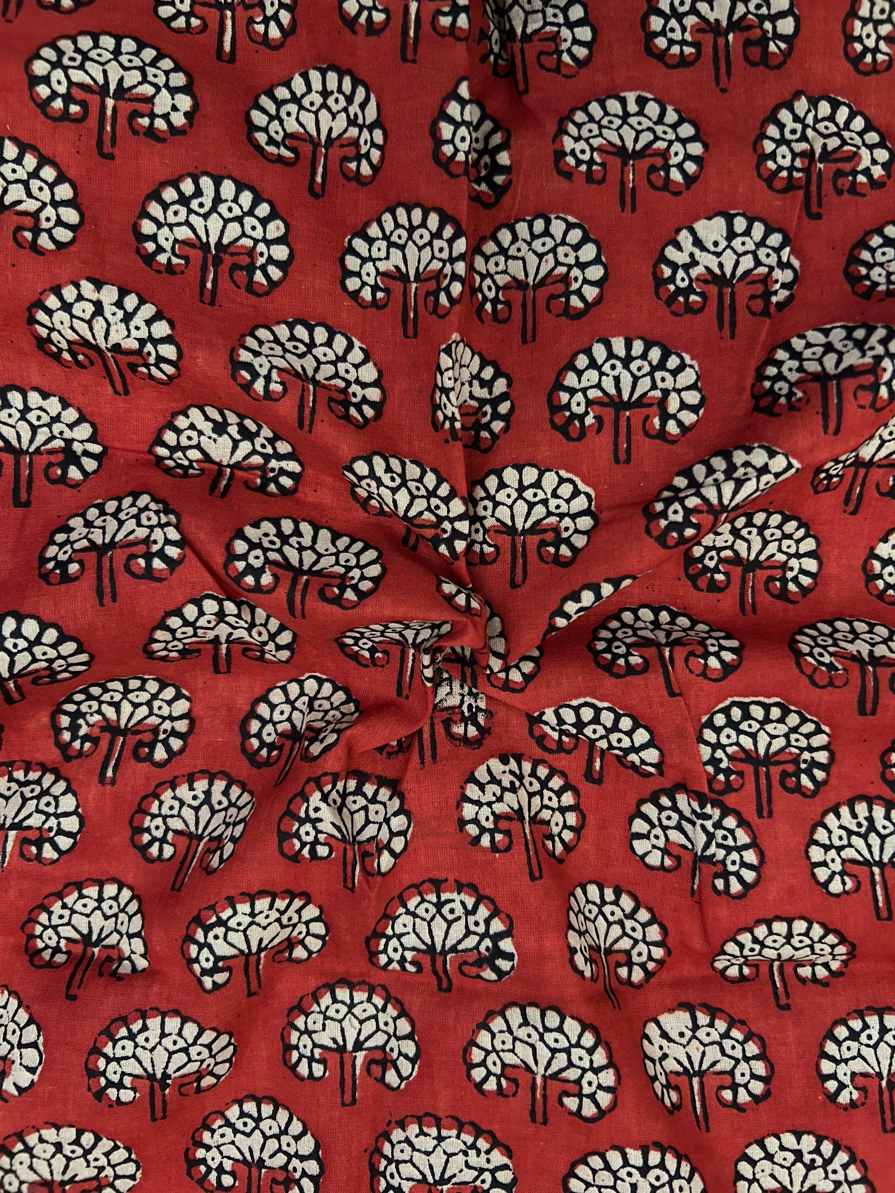 Handblock Printed Azofree dye cotton - Bagru Maroon(1m)