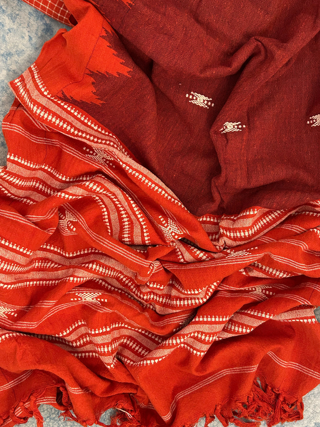 Handspun Handwoven Kotpad Suit Set - Burnt Orange