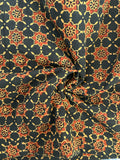 Handblock Printed Ajrakh Cotton - Green Jaal (2.4m)