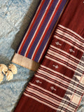 Handspun Handwoven Kotpad Suit Set -Blue Rust Stripes