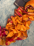 Handwoven Maheshwari Kurta Dupatta Set -Blue & Burnt Orange