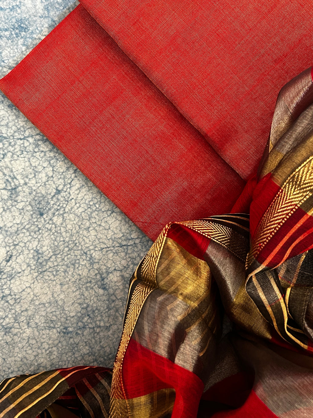 Handwoven Maheshwari tissue Kurta Dupatta Set