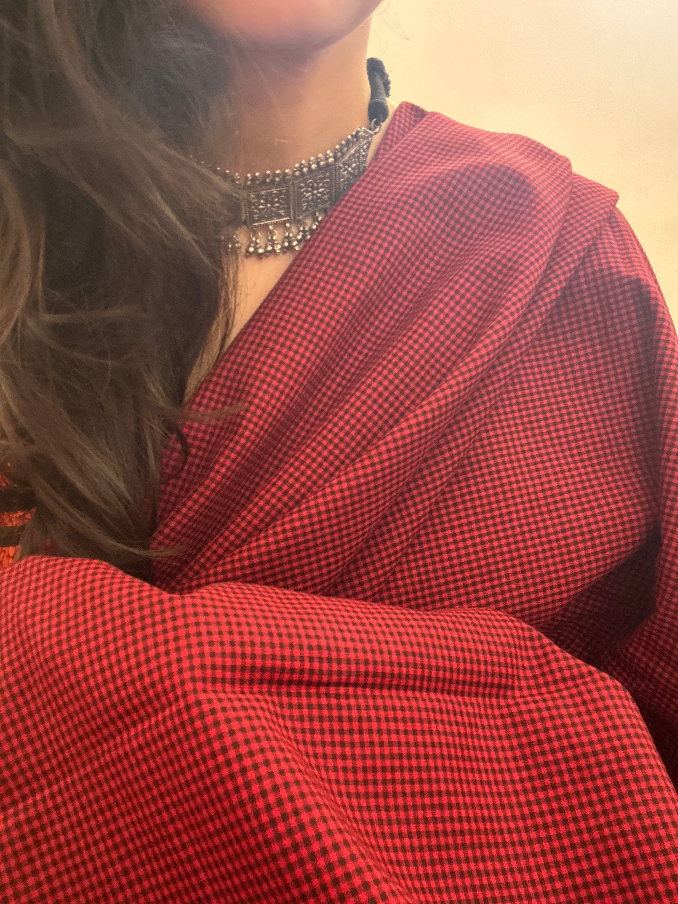 Handwoven 2.5m Checkered Fabric - Red