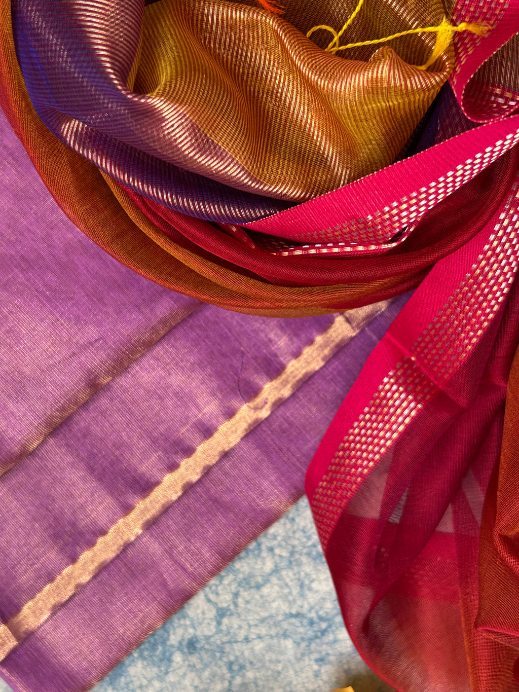 Handwoven Maheshwari Kurta Dupatta Set - Lavender