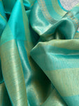 Handwoven Maheshwari Kurta Dupatta Set - Turquoise & Yellow