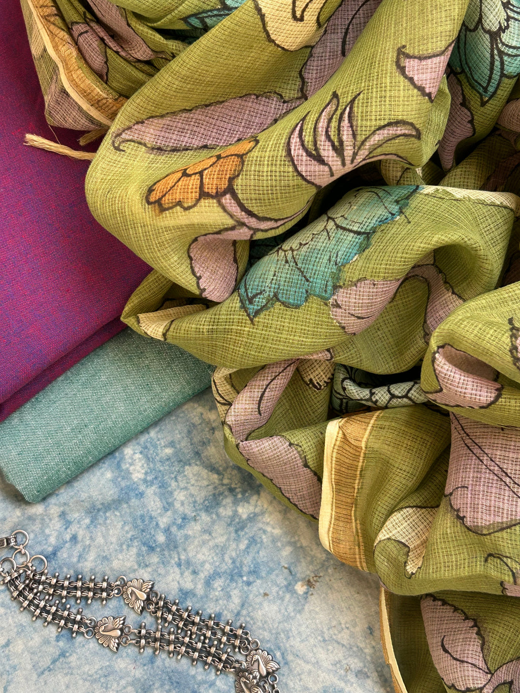 Handwoven Handpainted Kalamkari Set