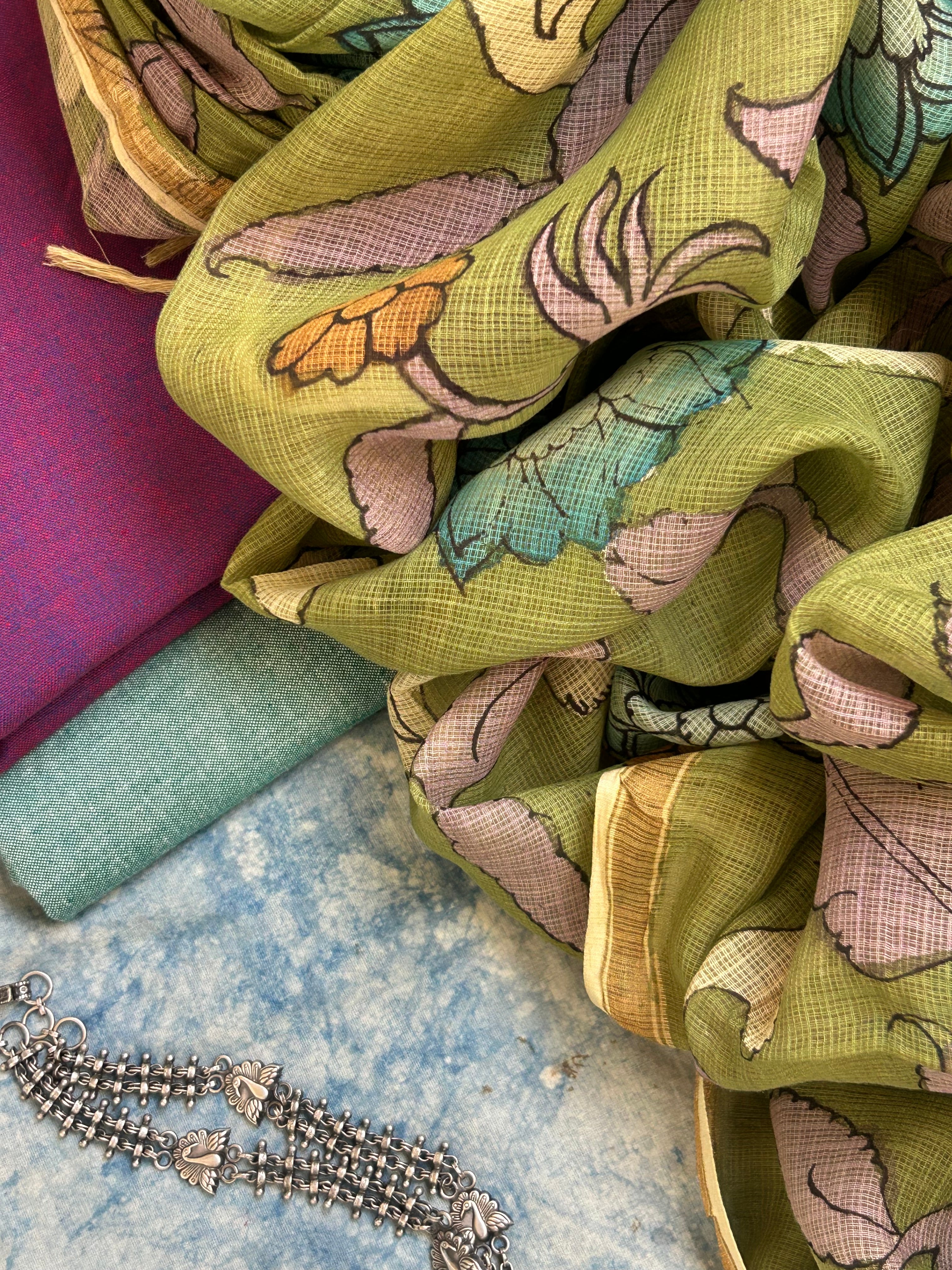 Handwoven Handpainted Kalamkari Set