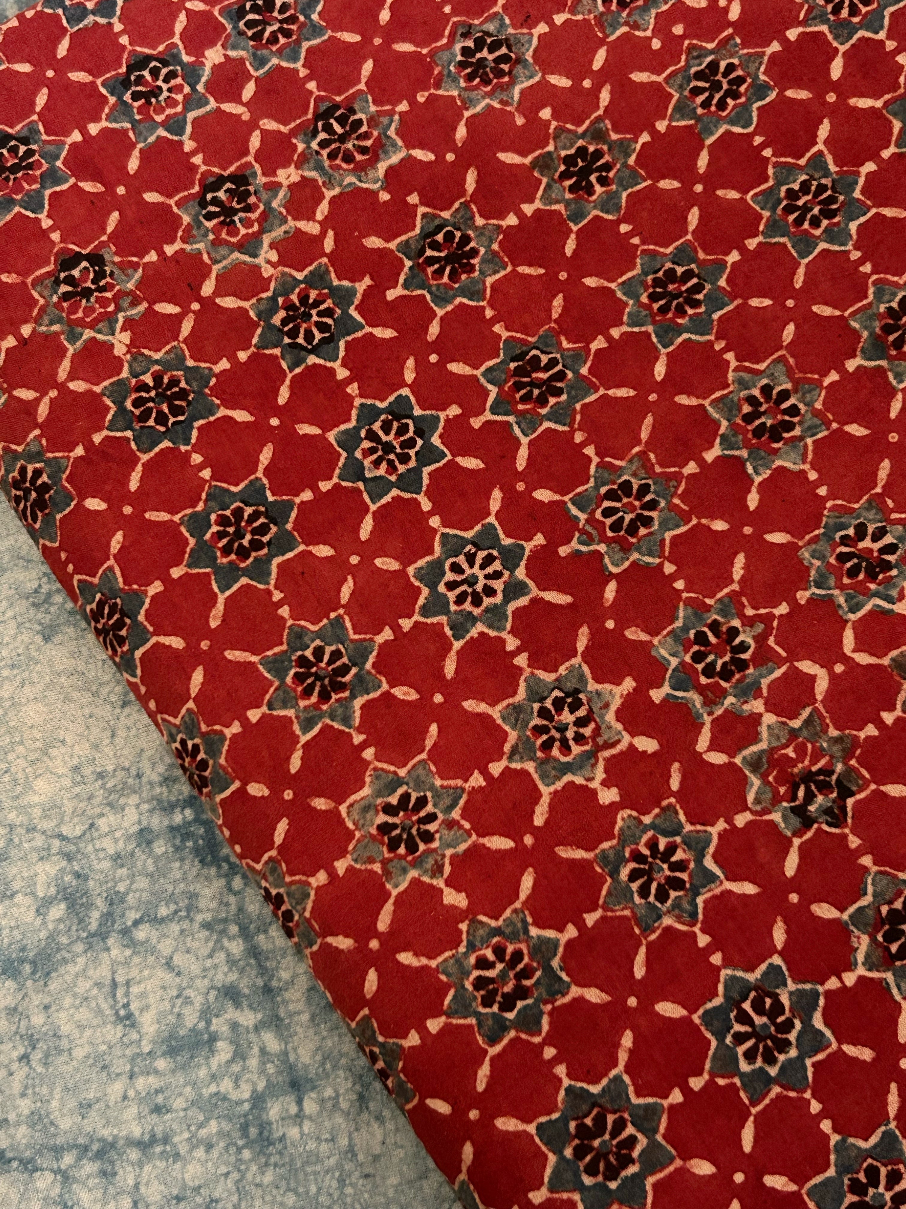 Natural Dyes Handblock Ajrakh Cotton Fabric 340 INR/metre