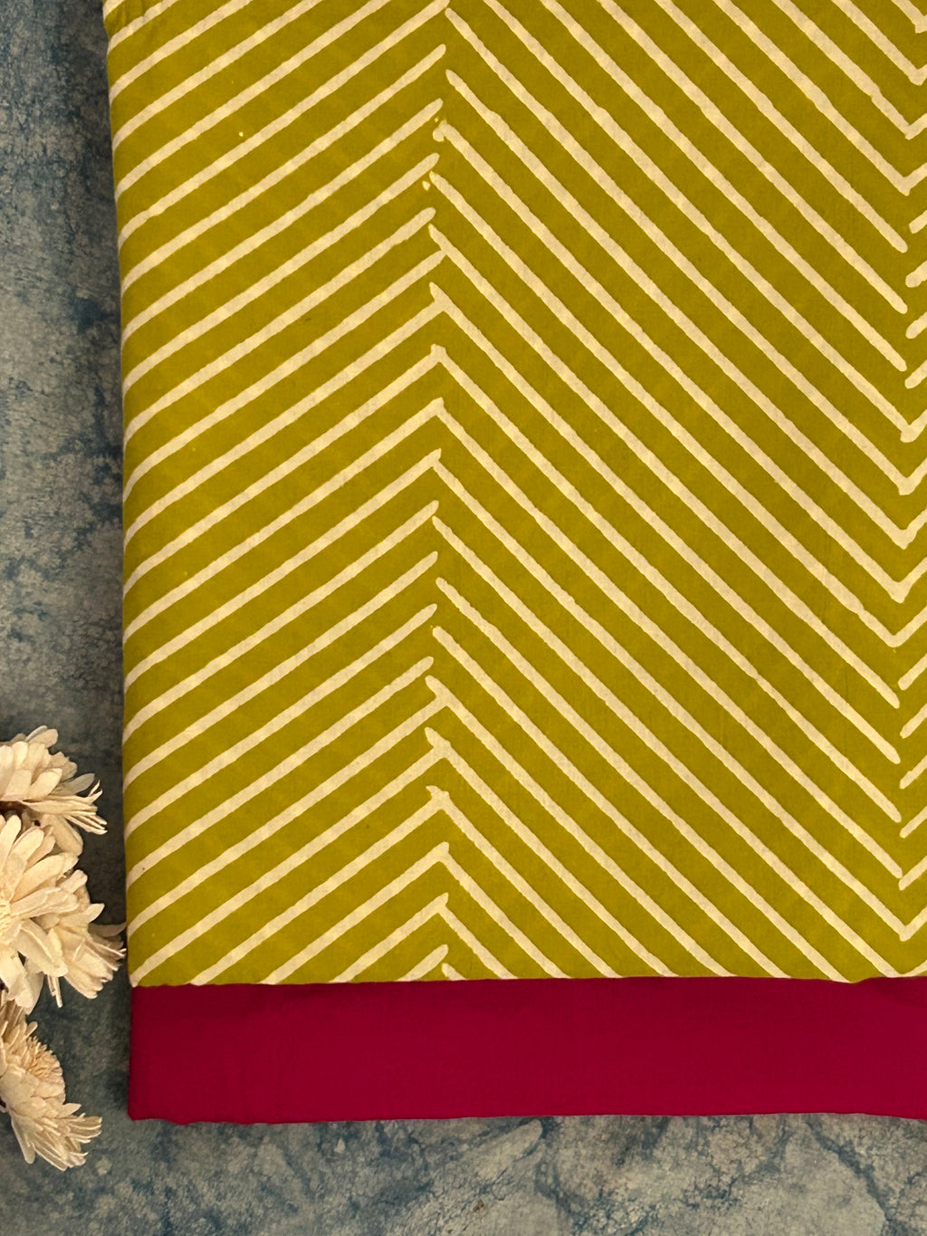 Handblock Print Cotton Fabric - Lime Green