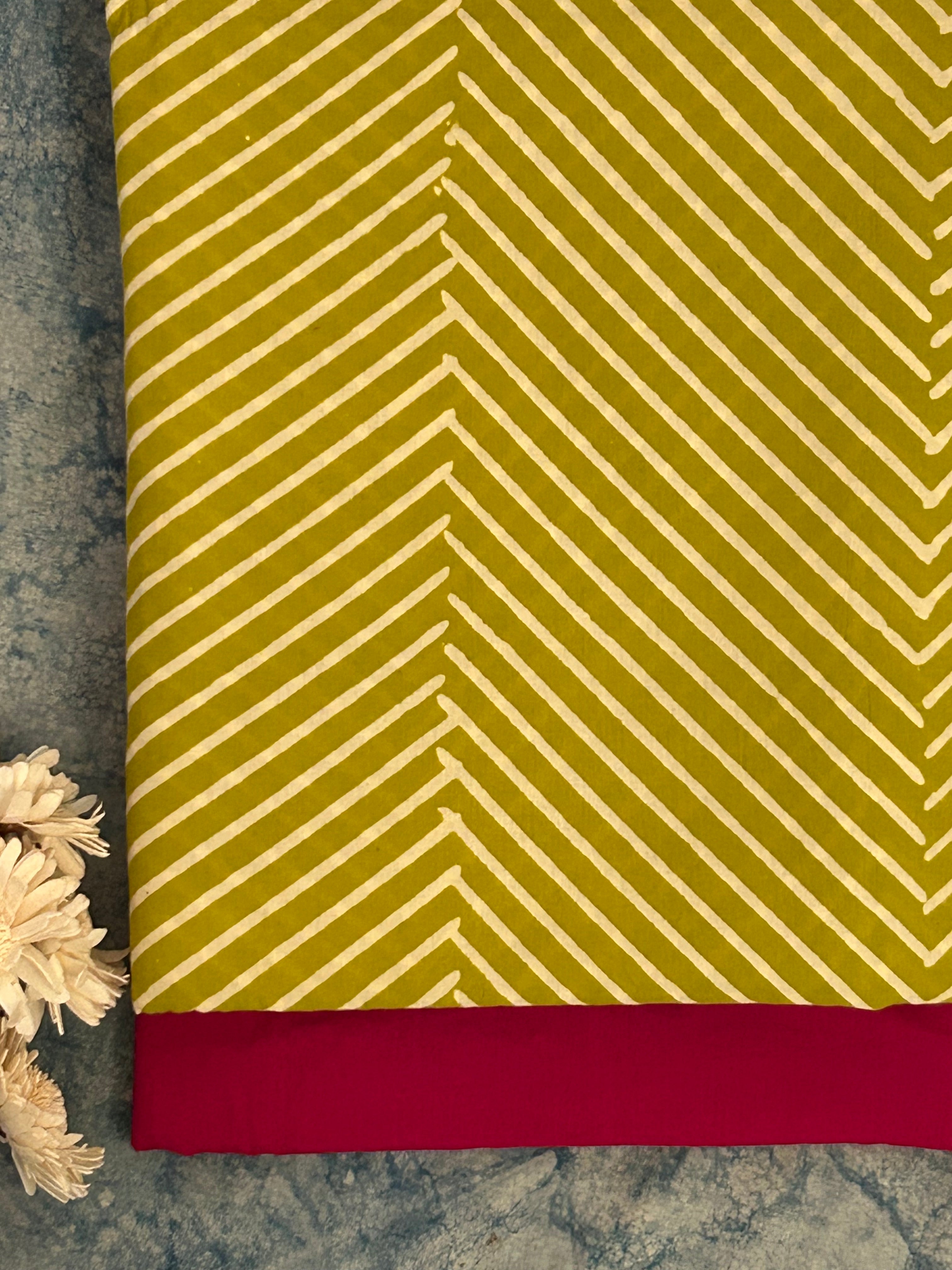 Handblock Print Cotton Fabric - Lime Green