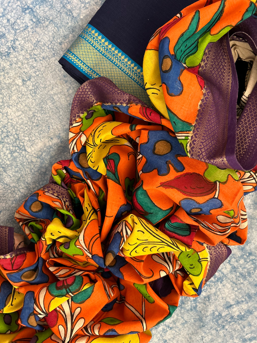 Handwoven Handcrafted Kalamkari Kurta Dupatta Set