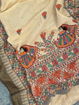 Madhubani Handpainted Cotton Silk Dupatta