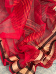 Handwoven Maheshwari Kurta Dupatta Set - Red