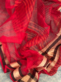 Handwoven Maheshwari Kurta Dupatta Set - Red