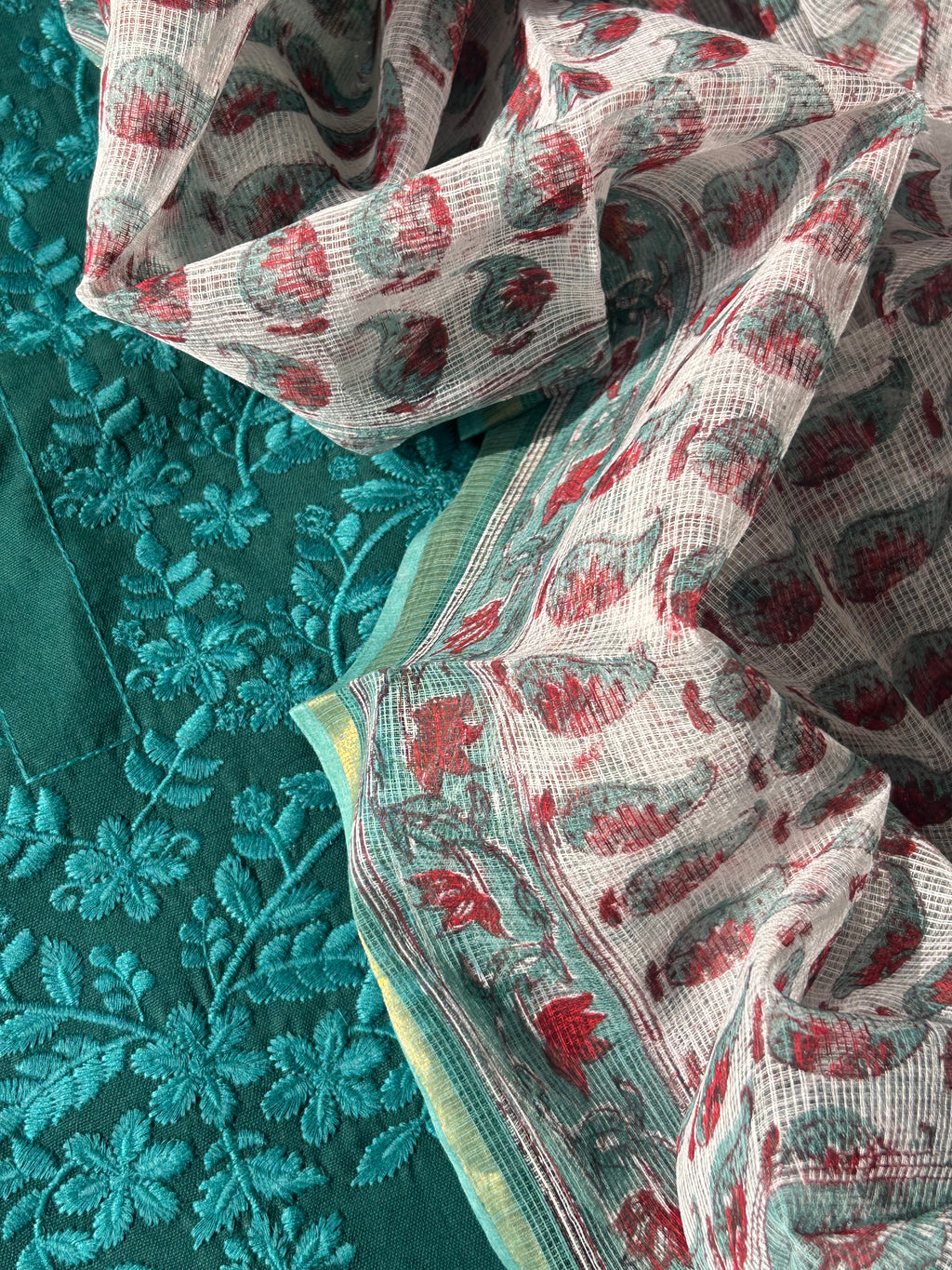 Hand Machine Embroidered Kurta Suit Set